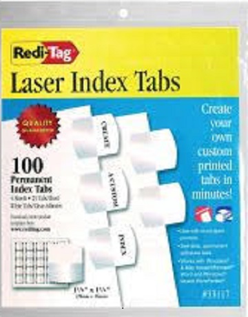 Redi-Tag Permanent Tabs - 100 Blank Tabs